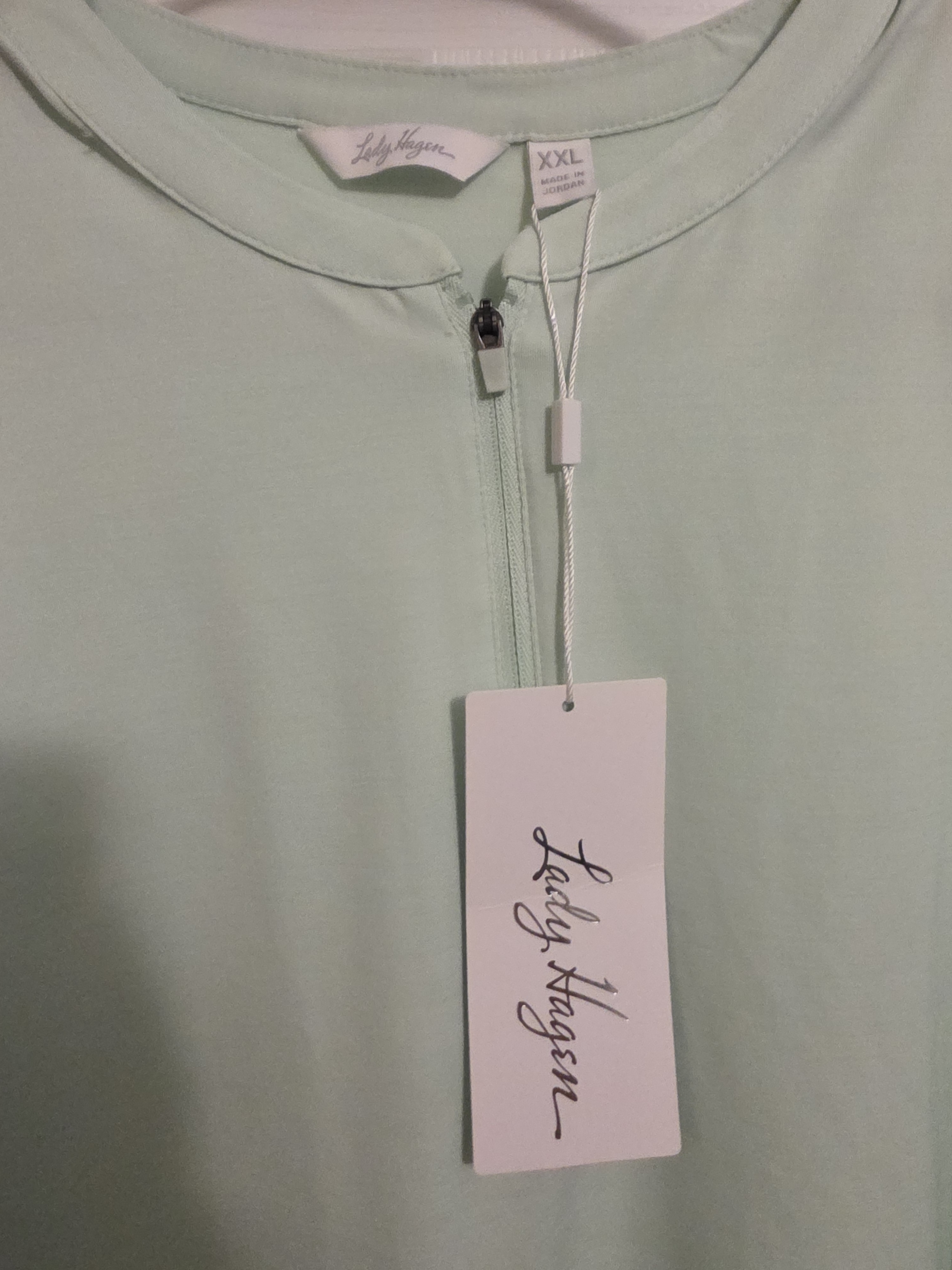 Lady Hagen Mint Green Zip Polo Top